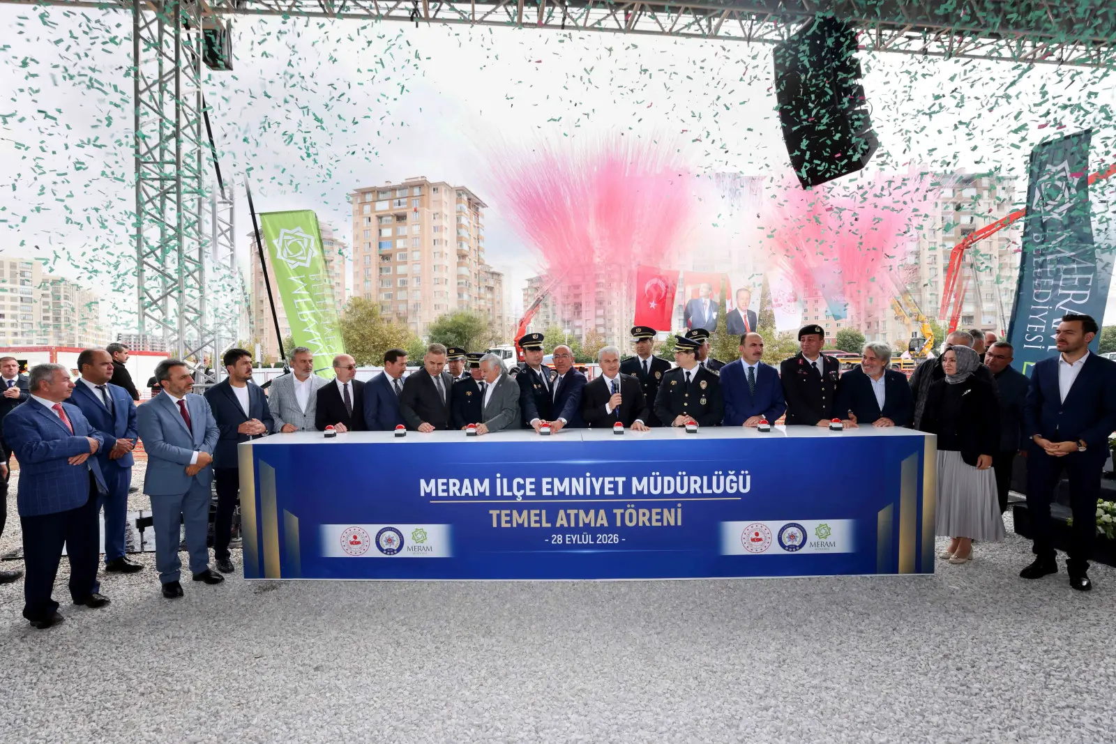 Meram İlçe Emniyet Müdürlüğü yeni hizmet binası temel atma töreni Mustafa Kavuş İbrahim Akın Uğur İbrahim Altay