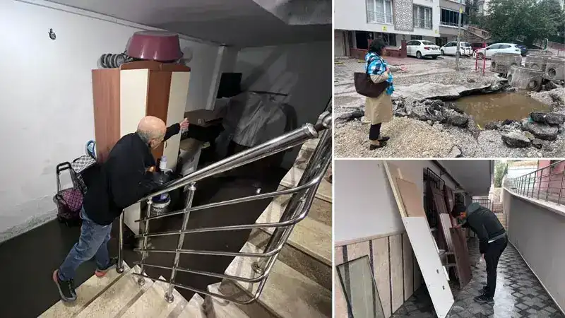 Ankara'da sağanak sonrası rögar taştı; binaların giriş ve bodrum katlarını su bastı