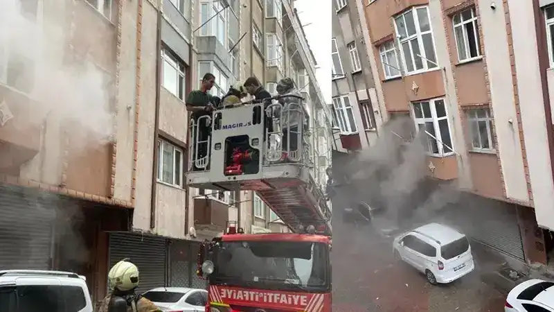 Sultangazi’de 4 katlı binada çıkan yangında mahsur kalanlar itfaiye tarafından kurtarıldı