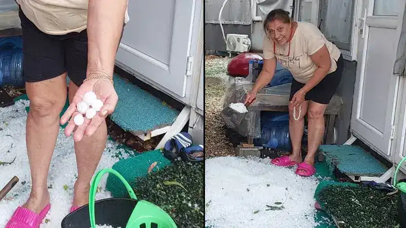 Mersin'in Silifke ilçesinde etkili olan dolu yağışı, yaşamı olumsuz etkiledi
