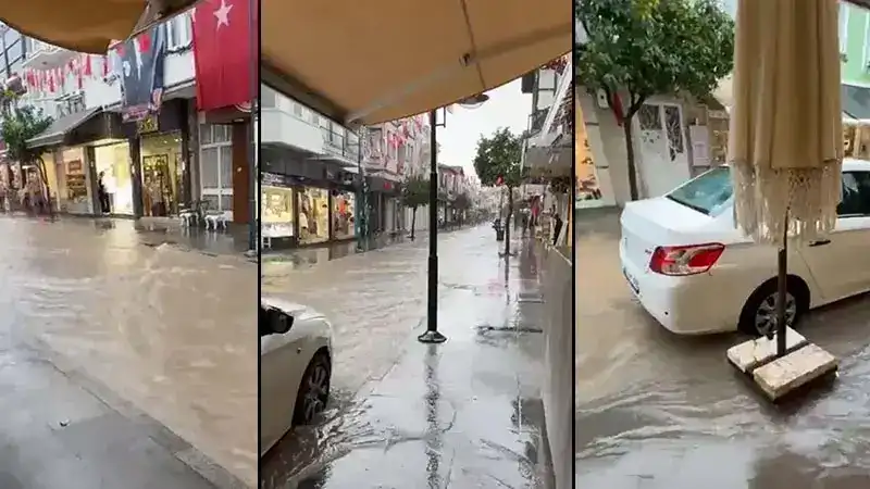 Çeşme'de sağanak, yaşamı olumsuz etkiledi