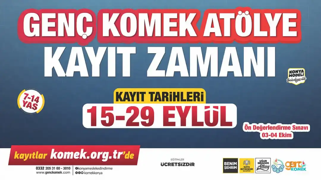 Genç KOMEK Atölyeleri'nde Kayıtlar Başladı: Son Tarih 29 Eylül