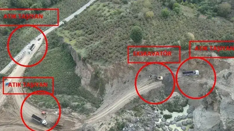 Düzce’de sanayi atıklarını araziye döken 8 şüpheli suçüstü yakalandı