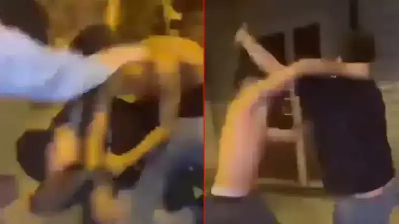 Küçükçekmece'de 2 kişinin yumruklu kavgası kamerada; arkadaşları ayırmak yerine 'vur' diye bağırdı