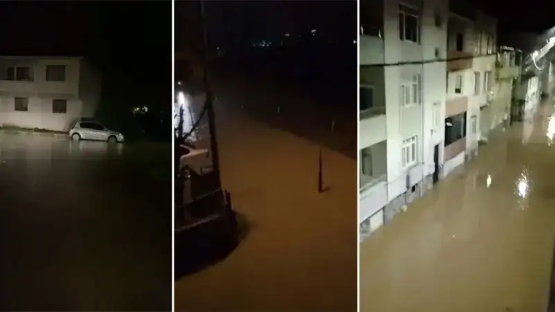 Çanakkale Biga’da sağanak; cadde ve sokaklar göle döndü