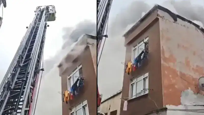 Fatih'te 3 katlı binanın terasında yangın; alevler bitişikteki binanın çatısına sıçradı