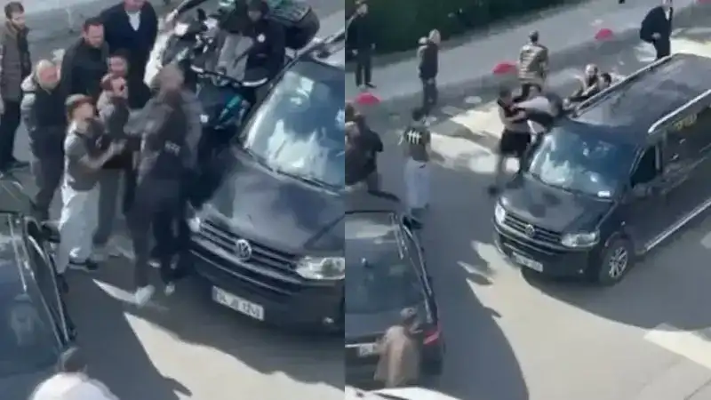 Bayrampaşa'da sürücülerin yol kavgası kamerada