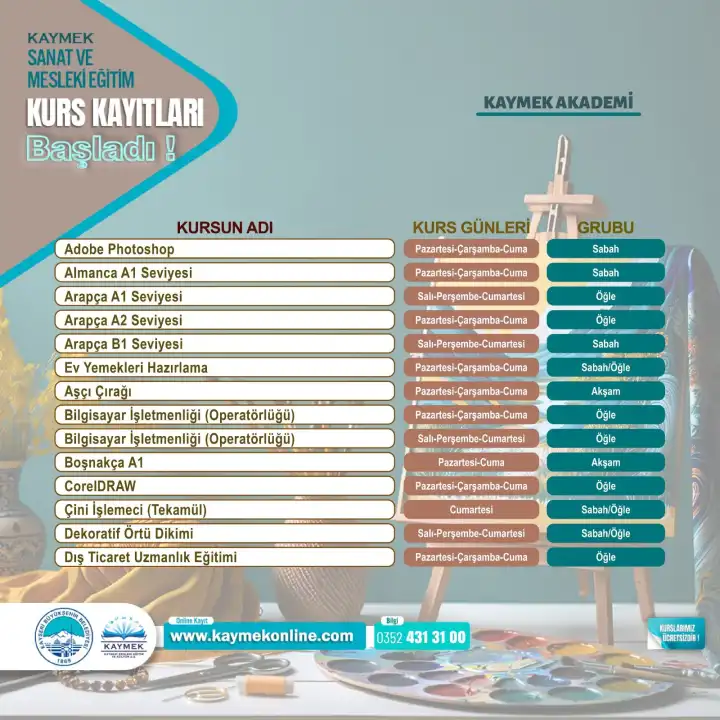 KAYMEK’te güz dönemi kurs kayıtları başladı