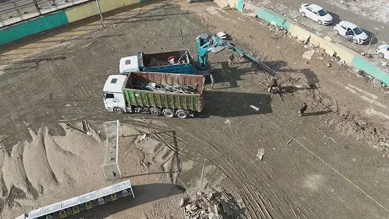 Sarıyer’de yıkılan Ayazağa Atatürk Stadı’nda çalışmalar havadan görüntülendi