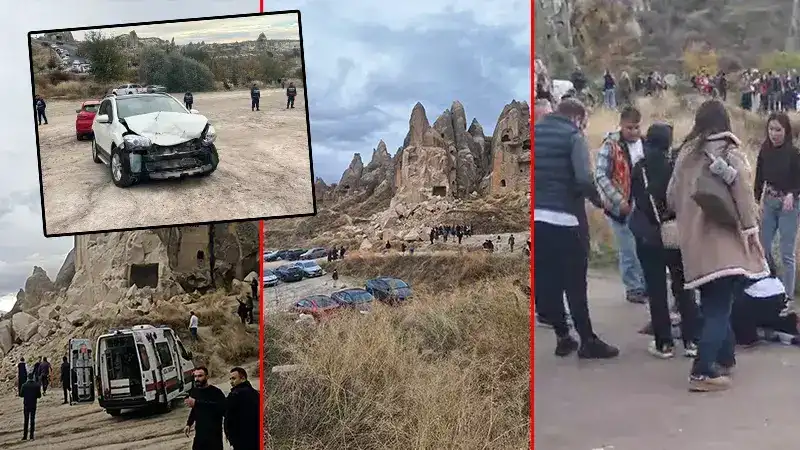Kapadokya'da peribacasından kopan kayalar düştü; 2 ölü, 5 yaralı