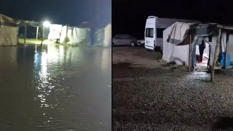 Bursa’da mevsimlik işçilerin çadırlarını su bastı